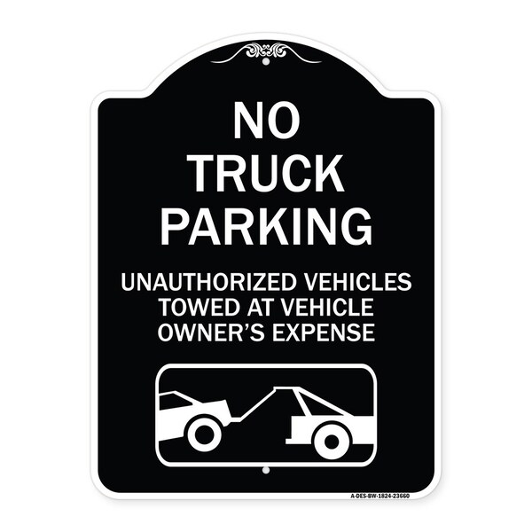 Signmission No Parking No Truck Parking Unauthorized Vehicles Towed at Vehicle Owners Expense W, BW-1824-23660 A-DES-BW-1824-23660 - main